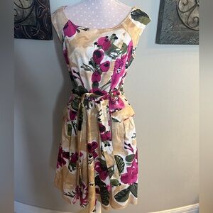 Evan Picone Pink and Cream Floral Mini Dress